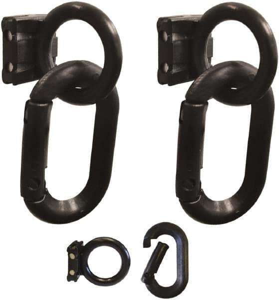 PRO-SAFE - 1-1/2" High x 4" Long x 1-1/4" Wide Barrier Magnet Carabiner Kit - Matte Finish, Black, Use with Plastic Chain - Apex Tool & Supply