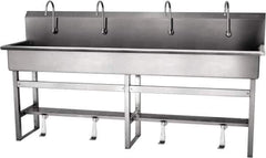 SANI-LAV - 77" Long x 16-1/2" Wide Inside, 1 Compartment, Grade 304 Stainless Steel Hands Free Hand Sink - 16 Gauge, 80" Long x 20" Wide x 45" High Outside, 8" Deep - Apex Tool & Supply