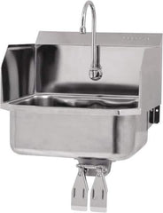 SANI-LAV - 17" Long x 14" Wide Inside, 1 Compartment, Grade 304 Stainless Steel Hands Free Hand Sink - 18 Gauge, 19" Long x 18" Wide x 21" High Outside, 7" Deep - Apex Tool & Supply
