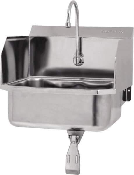 SANI-LAV - 17" Long x 14" Wide Inside, 1 Compartment, Grade 304 Stainless Steel Hands Free Hand Sink - 18 Gauge, 19" Long x 18" Wide x 21" High Outside, 7" Deep - Apex Tool & Supply