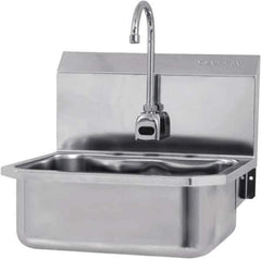 SANI-LAV - 17" Long x 14" Wide Inside, 1 Compartment, Grade 304 Stainless Steel Hands Free Hand Sink - 18 Gauge, 19" Long x 18" Wide x 21" High Outside, 7" Deep - Apex Tool & Supply