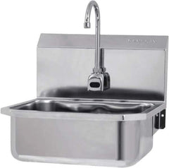 SANI-LAV - 17" Long x 14" Wide Inside, 1 Compartment, Grade 304 Stainless Steel Hands Free Hand Sink - 18 Gauge, 19" Long x 18" Wide x 21" High Outside, 7" Deep - Apex Tool & Supply