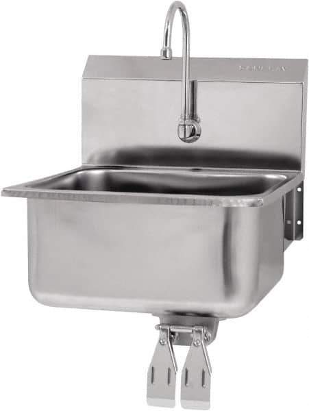 SANI-LAV - 19" Long x 16" Wide Inside, 1 Compartment, Grade 304 Stainless Steel Hands Free Hand Sink - 18 Gauge, 21" Long x 20" Wide x 24" High Outside, 10" Deep - Apex Tool & Supply
