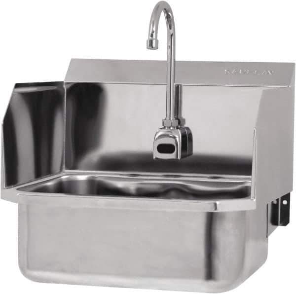 SANI-LAV - 17" Long x 14" Wide Inside, 1 Compartment, Grade 304 Stainless Steel Hands Free Hand Sink - 18 Gauge, 19" Long x 18" Wide x 21" High Outside, 7" Deep - Apex Tool & Supply