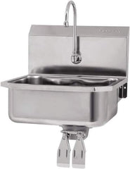 SANI-LAV - 17" Long x 14" Wide Inside, 1 Compartment, Grade 304 Stainless Steel Hands Free Hand Sink - 18 Gauge, 19" Long x 18" Wide x 21" High Outside, 7" Deep - Apex Tool & Supply