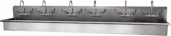 SANI-LAV - 117" Long x 16-1/2" Wide Inside, 1 Compartment, Grade 304 Stainless Steel Hand Sink - 16 Gauge, 120" Long x 20" Wide x 18" High Outside, 8" Deep - Apex Tool & Supply