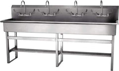 SANI-LAV - 77" Long x 16-1/2" Wide Inside, 1 Compartment, Grade 304 Stainless Steel Hand Sink-Pedestal Mount - 16 Gauge, 80" Long x 20" Wide x 45" High Outside, 8" Deep - Apex Tool & Supply