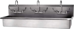 SANI-LAV - 57" Long x 16-1/2" Wide Inside, 1 Compartment, Grade 304 Stainless Steel Hand Sink-Wall Mount - 16 Gauge, 60" Long x 20" Wide x 18" High Outside, 8" Deep - Apex Tool & Supply