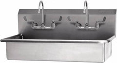 SANI-LAV - 37" Long x 16-1/2" Wide Inside, 1 Compartment, Grade 304 Stainless Steel Hand Sink-Wall Mount - 16 Gauge, 40" Long x 20" Wide x 18" High Outside, 8" Deep - Apex Tool & Supply