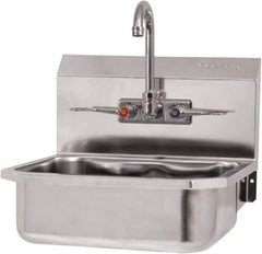 SANI-LAV - 14" Long x 11" Wide Inside, 1 Compartment, Grade 304 Stainless Steel Hand Sink-Wall Mount - 18 Gauge, 16" Long x 15-1/4" Wide x 22-3/4" High Outside, 5" Deep - Apex Tool & Supply