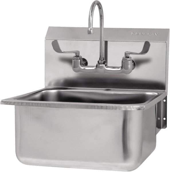 SANI-LAV - 19" Long x 16" Wide Inside, 1 Compartment, Grade 304 Stainless Steel Hand Sink-Wall Mount - 18 Gauge, 21" Long x 20" Wide x 24" High Outside, 10" Deep - Apex Tool & Supply