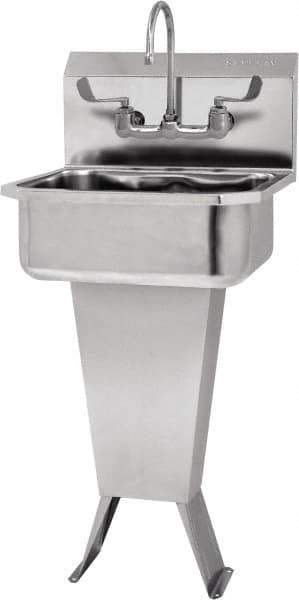 SANI-LAV - 17" Long x 14" Wide Inside, 1 Compartment, Grade 304 Stainless Steel Hand Sink-Pedestal Mount - 18 Gauge, 19" Long x 18" Wide x 46" High Outside, 7" Deep - Apex Tool & Supply