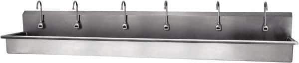 SANI-LAV - 117" Long x 16-1/2" Wide Inside, 1 Compartment, Grade 304 Stainless Steel Hands Free Hand Sink - 16 Gauge, 120" Long x 20" Wide x 18" High Outside, 8" Deep - Apex Tool & Supply