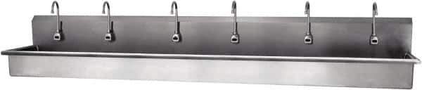 SANI-LAV - 117" Long x 16-1/2" Wide Inside, 1 Compartment, Grade 304 Stainless Steel Hands Free Hand Sink - 16 Gauge, 120" Long x 20" Wide x 18" High Outside, 8" Deep - Apex Tool & Supply