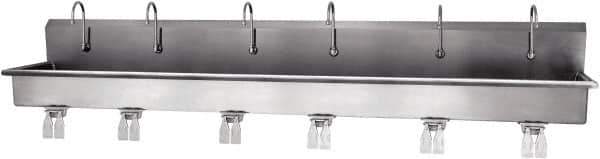 SANI-LAV - 117" Long x 16-1/2" Wide Inside, 1 Compartment, Grade 304 Stainless Steel Hands Free Hand Sink - 16 Gauge, 120" Long x 20" Wide x 18" High Outside, 8" Deep - Apex Tool & Supply