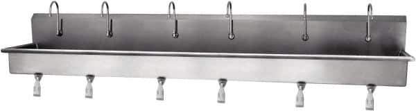 SANI-LAV - 117" Long x 16-1/2" Wide Inside, 1 Compartment, Grade 304 Stainless Steel Hands Free Hand Sink - 16 Gauge, 120" Long x 20" Wide x 18" High Outside, 8" Deep - Apex Tool & Supply
