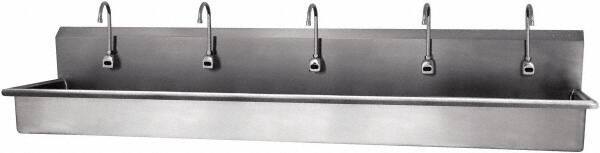 SANI-LAV - 97" Long x 16-1/2" Wide Inside, 1 Compartment, Grade 304 Stainless Steel Hands Free Hand Sink - 16 Gauge, 100" Long x 20" Wide x 18" High Outside, 8" Deep - Apex Tool & Supply