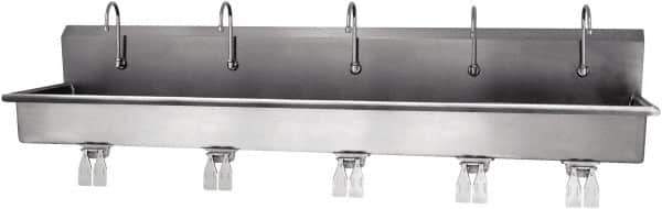 SANI-LAV - 97" Long x 16-1/2" Wide Inside, 1 Compartment, Grade 304 Stainless Steel Hands Free Hand Sink - 16 Gauge, 100" Long x 20" Wide x 18" High Outside, 8" Deep - Apex Tool & Supply