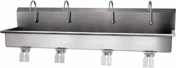 SANI-LAV - 77" Long x 16-1/2" Wide Inside, 1 Compartment, Grade 304 Stainless Steel Hands Free Hand Sink - 16 Gauge, 80" Long x 20" Wide x 18" High Outside, 8" Deep - Apex Tool & Supply