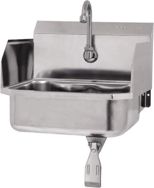 SANI-LAV - 14" Long x 11" Wide Inside, 1 Compartment, Grade 304 Stainless Steel Hands Free Hand Sink - 18 Gauge, 16" Long x 15-1/4" Wide x 16" High Outside, 5" Deep - Apex Tool & Supply
