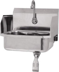 SANI-LAV - 14" Long x 11" Wide Inside, 1 Compartment, Grade 304 Stainless Steel Hands Free Hand Sink - 18 Gauge, 16" Long x 15-1/4" Wide x 16" High Outside, 5" Deep - Apex Tool & Supply