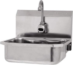SANI-LAV - 14" Long x 11" Wide Inside, 1 Compartment, Grade 304 Stainless Steel Hands Free Hand Sink - 18 Gauge, 16" Long x 15-1/4" Wide x 16" High Outside, 5" Deep - Apex Tool & Supply