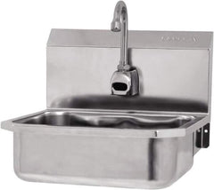 SANI-LAV - 14" Long x 11" Wide Inside, 1 Compartment, Grade 304 Stainless Steel Hands Free Hand Sink - 18 Gauge, 16" Long x 15-1/4" Wide x 16" High Outside, 5" Deep - Apex Tool & Supply
