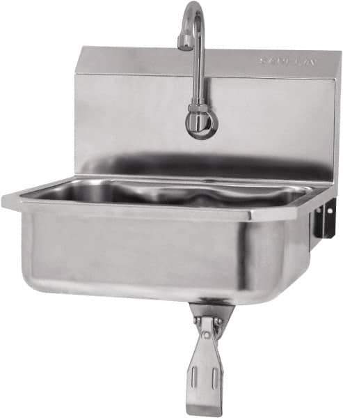 SANI-LAV - 14" Long x 11" Wide Inside, 1 Compartment, Grade 304 Stainless Steel Hands Free Hand Sink - 18 Gauge, 16" Long x 15-1/4" Wide x 16" High Outside, 5" Deep - Apex Tool & Supply