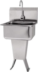 SANI-LAV - 19" Long x 16" Wide Inside, 1 Compartment, Grade 304 Stainless Steel Hands Free Hand Sink - 18 Gauge, 21" Long x 20" Wide x 46" High Outside, 10" Deep - Apex Tool & Supply