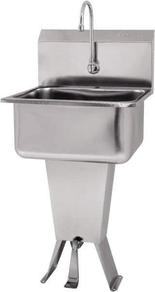 SANI-LAV - 19" Long x 16" Wide Inside, 1 Compartment, Grade 304 Stainless Steel Hands Free Hand Sink - 18 Gauge, 21" Long x 20" Wide x 46" High Outside, 10" Deep - Apex Tool & Supply