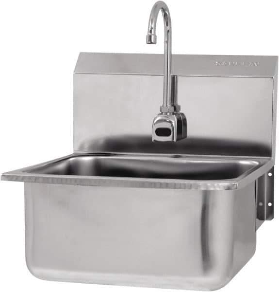 SANI-LAV - 19" Long x 16" Wide Inside, 1 Compartment, Grade 304 Stainless Steel Hands Free Hand Sink - 18 Gauge, 21" Long x 20" Wide x 24" High Outside, 10" Deep - Apex Tool & Supply