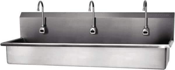 SANI-LAV - 57" Long x 16-1/2" Wide Inside, 1 Compartment, Grade 304 Stainless Steel Hands Free Hand Sink - 16 Gauge, 60" Long x 20" Wide x 18" High Outside, 8" Deep - Apex Tool & Supply