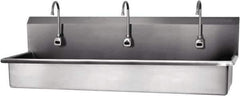 SANI-LAV - 57" Long x 16-1/2" Wide Inside, 1 Compartment, Grade 304 Stainless Steel Hands Free Hand Sink - 16 Gauge, 60" Long x 20" Wide x 18" High Outside, 8" Deep - Apex Tool & Supply