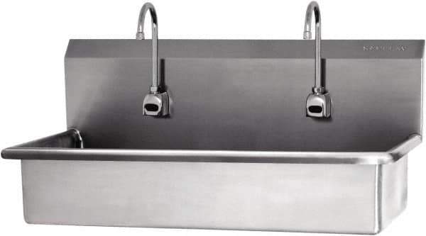 SANI-LAV - 57" Long x 16-1/2" Wide Inside, 1 Compartment, Grade 304 Stainless Steel Hands Free Hand Sink - 16 Gauge, 40" Long x 20" Wide x 18" High Outside, 8" Deep - Apex Tool & Supply