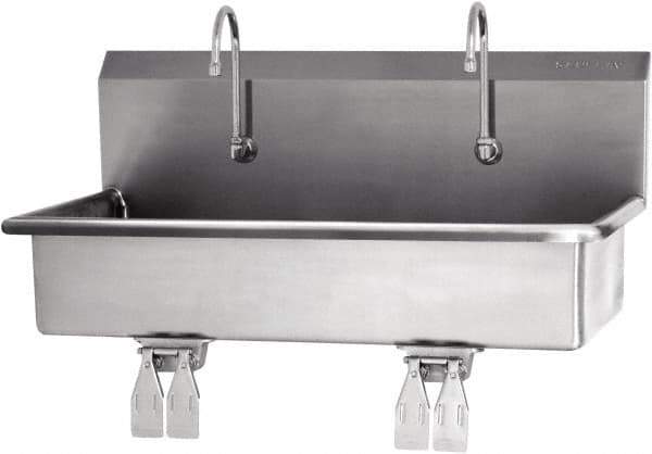 SANI-LAV - 37" Long x 16-1/2" Wide Inside, 1 Compartment, Grade 304 Stainless Steel Hands Free Hand Sink - 16 Gauge, 40" Long x 20" Wide x 18" High Outside, 8" Deep - Apex Tool & Supply
