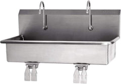 SANI-LAV - 37" Long x 16-1/2" Wide Inside, 1 Compartment, Grade 304 Stainless Steel Hands Free Hand Sink - 16 Gauge, 40" Long x 20" Wide x 18" High Outside, 8" Deep - Apex Tool & Supply