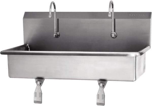 SANI-LAV - 37" Long x 16-1/2" Wide Inside, 1 Compartment, Grade 304 Stainless Steel Hands Free Hand Sink - 16 Gauge, 40" Long x 20" Wide x 18" High Outside, 8" Deep - Apex Tool & Supply