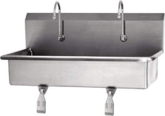 SANI-LAV - 37" Long x 16-1/2" Wide Inside, 1 Compartment, Grade 304 Stainless Steel Hands Free Hand Sink - 16 Gauge, 40" Long x 20" Wide x 18" High Outside, 8" Deep - Apex Tool & Supply