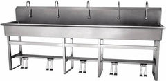 SANI-LAV - 97" Long x 16-1/2" Wide Inside, 1 Compartment, Grade 304 Stainless Steel Hands Free Hand Sink - 16 Gauge, 100" Long x 20" Wide x 45" High Outside, 8" Deep - Apex Tool & Supply