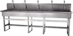 SANI-LAV - 97" Long x 16-1/2" Wide Inside, 1 Compartment, Grade 304 Stainless Steel Hands Free Hand Sink - 16 Gauge, 100" Long x 20" Wide x 45" High Outside, 8" Deep - Apex Tool & Supply