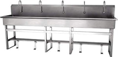 SANI-LAV - 97" Long x 16-1/2" Wide Inside, 1 Compartment, Grade 304 Stainless Steel Hands Free Hand Sink - 16 Gauge, 100" Long x 20" Wide x 45" High Outside, 8" Deep - Apex Tool & Supply