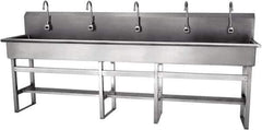 SANI-LAV - 97" Long x 16-1/2" Wide Inside, 1 Compartment, Grade 304 Stainless Steel Hands Free Hand Sink - 16 Gauge, 100" Long x 20" Wide x 45" High Outside, 8" Deep - Apex Tool & Supply