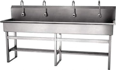 SANI-LAV - 77" Long x 16-1/2" Wide Inside, 1 Compartment, Grade 304 Stainless Steel Hands Free Hand Sink - 16 Gauge, 80" Long x 20" Wide x 45" High Outside, 8" Deep - Apex Tool & Supply