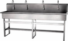 SANI-LAV - 77" Long x 16-1/2" Wide Inside, 1 Compartment, Grade 304 Stainless Steel Hands Free Hand Sink - 16 Gauge, 80" Long x 20" Wide x 45" High Outside, 8" Deep - Apex Tool & Supply