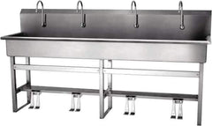 SANI-LAV - 77" Long x 16-1/2" Wide Inside, 1 Compartment, Grade 304 Stainless Steel Hands Free Hand Sink - 16 Gauge, 80" Long x 20" Wide x 45" High Outside, 8" Deep - Apex Tool & Supply