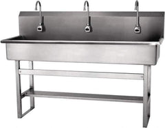 SANI-LAV - 57" Long x 16-1/2" Wide Inside, 1 Compartment, Grade 304 Stainless Steel Hands Free Hand Sink - 16 Gauge, 60" Long x 20" Wide x 45" High Outside, 8" Deep - Apex Tool & Supply