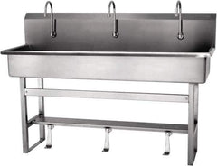 SANI-LAV - 57" Long x 16-1/2" Wide Inside, 1 Compartment, Grade 304 Stainless Steel Hands Free Hand Sink - 16 Gauge, 60" Long x 20" Wide x 45" High Outside, 8" Deep - Apex Tool & Supply
