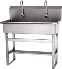 SANI-LAV - 57" Long x 16-1/2" Wide Inside, 1 Compartment, Grade 304 Stainless Steel Hands Free Hand Sink - 16 Gauge, 40" Long x 20" Wide x 45" High Outside, 8" Deep - Apex Tool & Supply