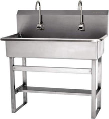 SANI-LAV - 37" Long x 16-1/2" Wide Inside, 1 Compartment, Grade 304 Stainless Steel Hands Free Hand Sink - 16 Gauge, 40" Long x 20" Wide x 45" High Outside, 8" Deep - Apex Tool & Supply