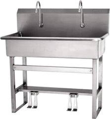 SANI-LAV - 37" Long x 16-1/2" Wide Inside, 1 Compartment, Grade 304 Stainless Steel Hands Free Hand Sink - 16 Gauge, 40" Long x 20" Wide x 45" High Outside, 8" Deep - Apex Tool & Supply